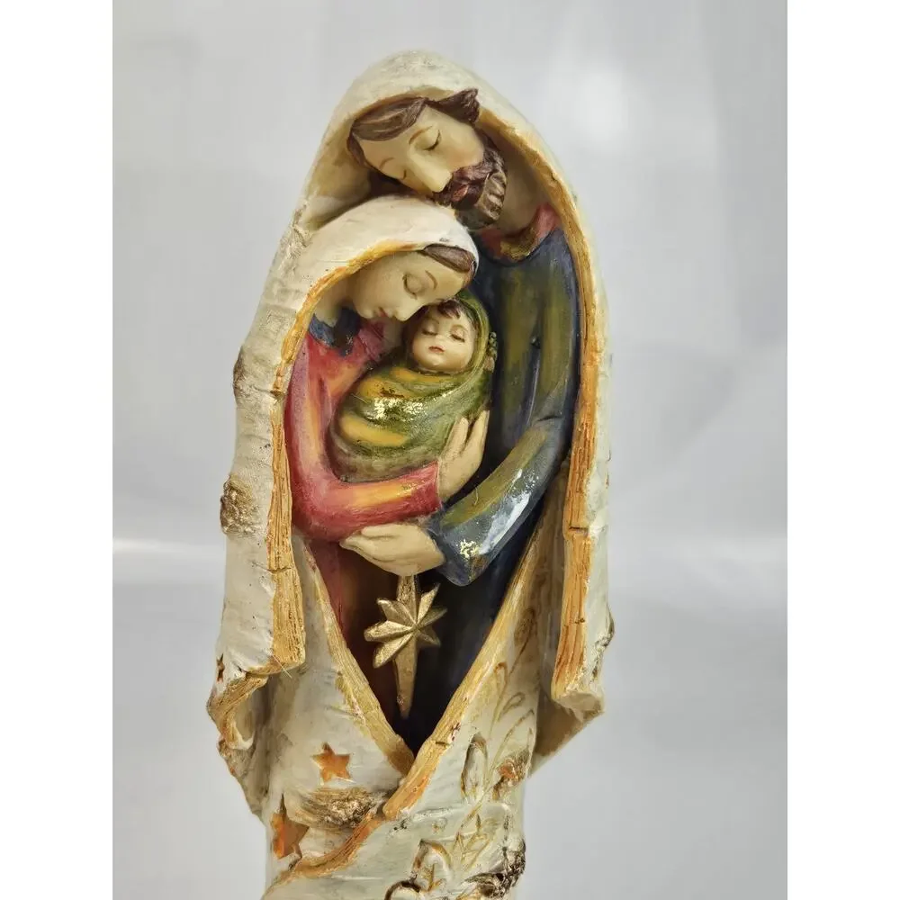 Nativity Jesus Family Carved Tree‎ Bark Design 10